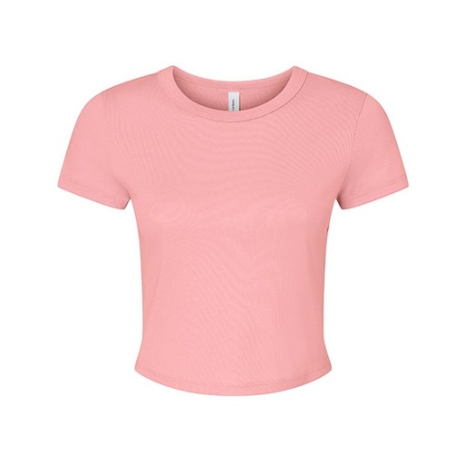 T-shirt Damski Crop Slim Prazkowany Bawelna BL1010 - Solid Pink Blend