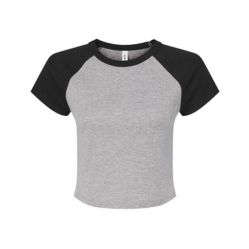 Damski prążkowany T-shirt crop z raglanowym rękawem BL1201 - Athletic Heather & Black