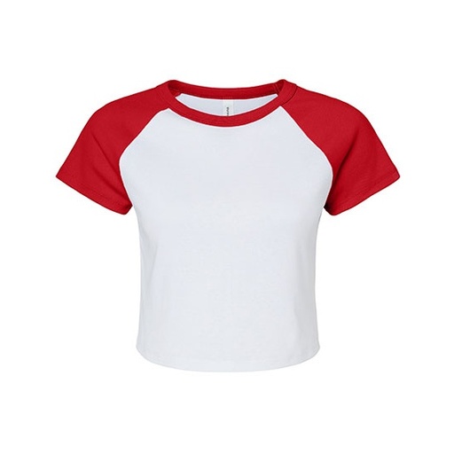 T-shirt Damski Prazkowany Crop Bawełna Strecz BL1201 - White & Red