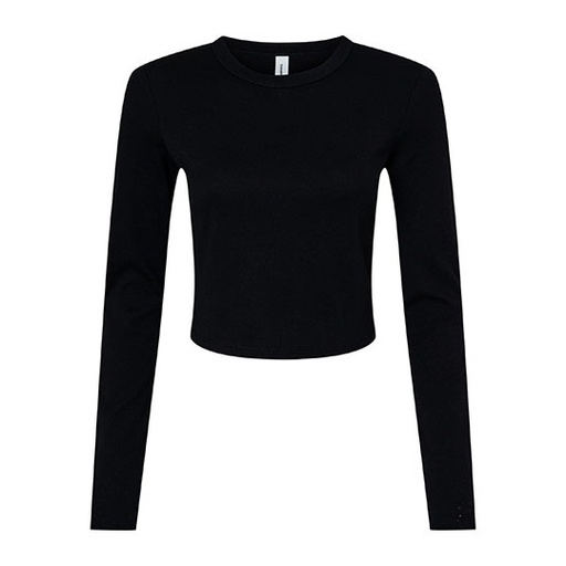 Dopasowany prążkowany crop top BL1501 - Solid Black Blend