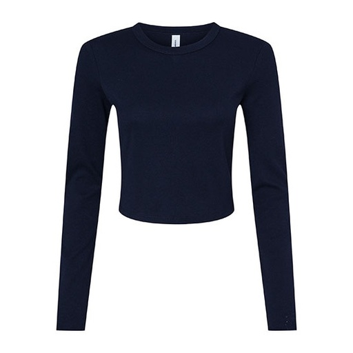 Dopasowany prążkowany crop top z długim rękawem BL1501 - Solid Navy Blend