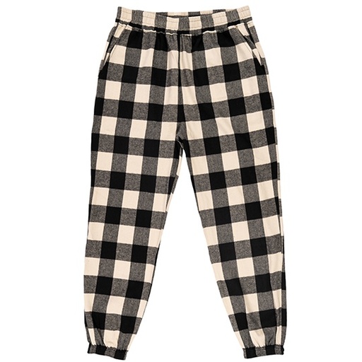Spodnie Dresowe Flanelowe Bawełniane BU8810 - Ecru - Black (Checked)