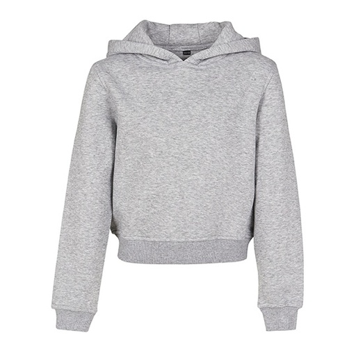 Dziewczęca krótka bluza z kapturem BY113 - Heather Grey