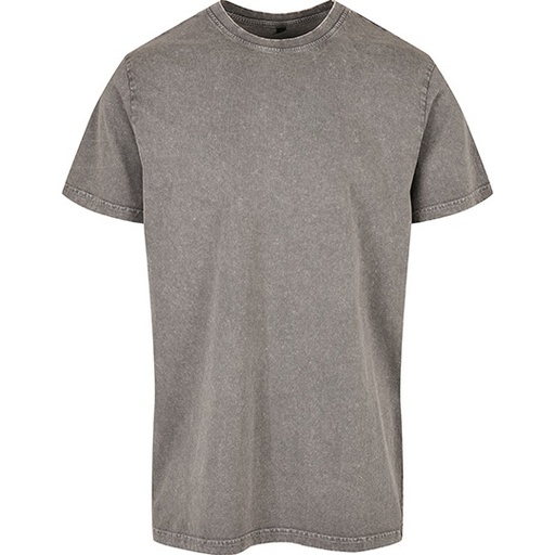 T-shirt Meski Klasyczny Bawelniany Acid Wash BY190 - Asphalt