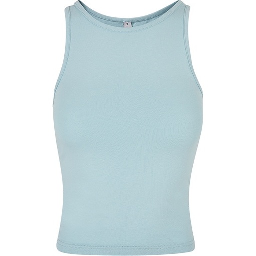 Damski Top Krotki Slim Fit Racerback Bawelna Elastan BY208 - Ocean Blue