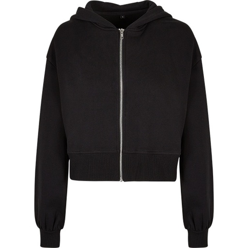 Krotka Kurtka Oversize z Kapturem Bawelniana BY237 - Black
