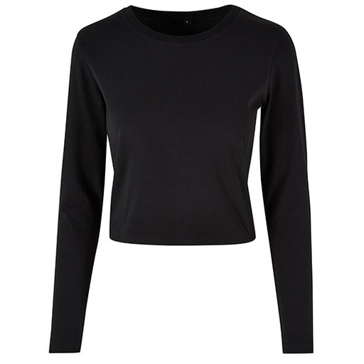 Longsleeve Damski Krótki Bawełniany ze Streczem BY261 - Black