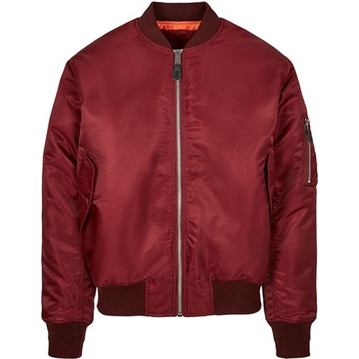 Kurtka Bomber Meska Nylonowa z Kieszenia na Ramieniu BYB3149 - Burgundy