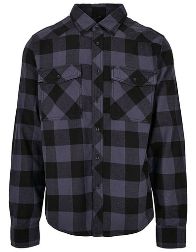 Koszula flanelowa w kratę z długim rękawem BYB4002 - Black-Grey