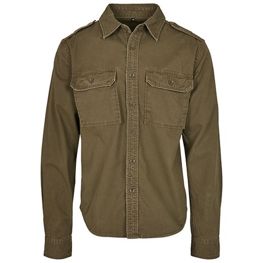 Koszula Vintage z Długim Rękawem BYB9373 - Olive