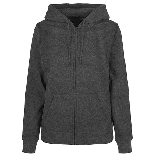 Bluza Damska Klasyczna Bawelniana Z Kapturem Z Zamkiem BYBB009 - Charcoal