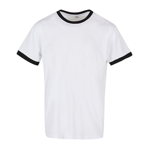 Męski T-shirt z kontrastowym ściągaczem BYBB022 - White & Black