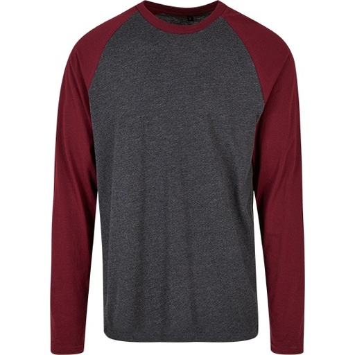 Koszulka Meska Raglanowa Bawelniana BYBB023 - Charcoal & Cherry