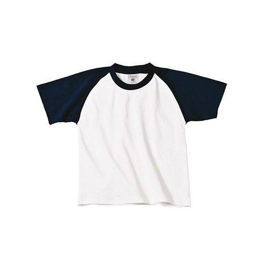 Koszulka Dziecięca z Raglanowymi Rękawami BCTK350 - White & Navy