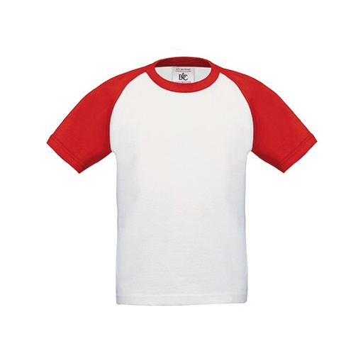Koszulka Dziecięca Raglanowa Bawełniana BCTK350 - White & Red