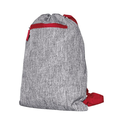 Torba sportowa ściągana BS15391 - Grey Melange & Red