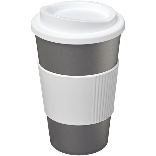 Kubek termiczny z serii Americano® o pojemności 350 ml z uchwytem 210002 - Srebrno-biały