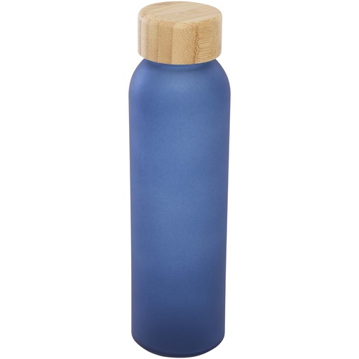 Matowa butelka ze szkła sodowo-wapniowego Lume 500 ml z zakrętką bambusową 100830 - Oceaniczny niebieski