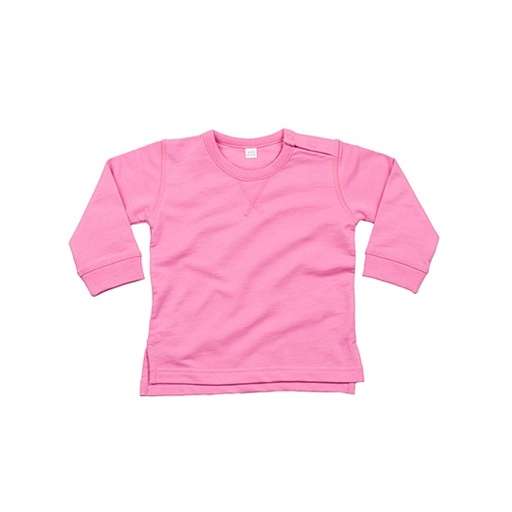 Bluza Klasyczna z Okraglym Dekoltem Bawelna Organiczna French Terry BZ31 - Bubble Gum Pink