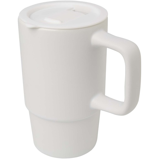Carter kubek ceramiczny o pojemności 450 ml z plastikową pokrywką 100896 - Biały