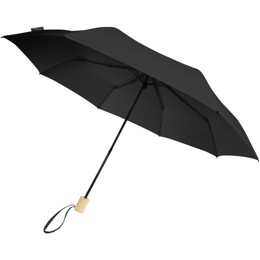 Składany wiatroodporny parasol 51 cm z PET z recyklingu Birgit 109145 - Czarny