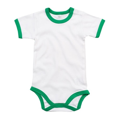 Body Niemowlęce Krótki Rękaw Organiczna Bawełna BZ19 - White & Kelly Green