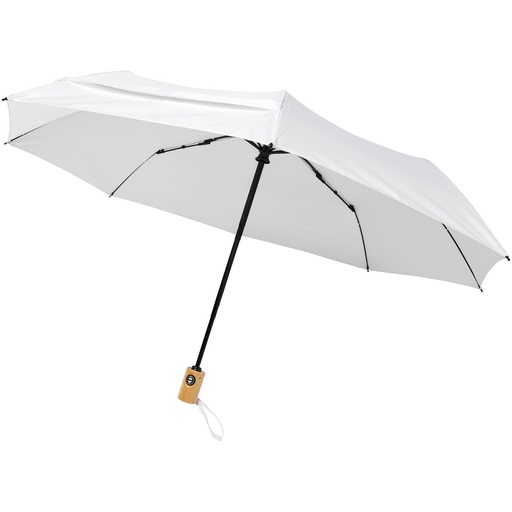 Składany, automatycznie otwierany/zamykany parasol Bo 21” wykonany z plastiku PET z recyklingu 109143 - Biały