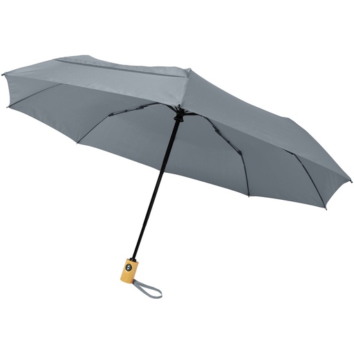 Składany, automatycznie otwierany/zamykany parasol Bo 21” wykonany z plastiku PET z recyklingu 109143 - Szary