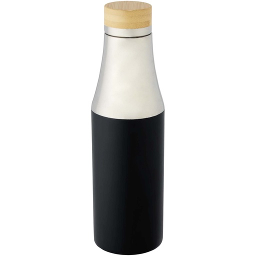Hulan miedziana, próżniowo izolowana butelka o pojemności 540 ml z bambusową pokrywką 100667 - Czarny