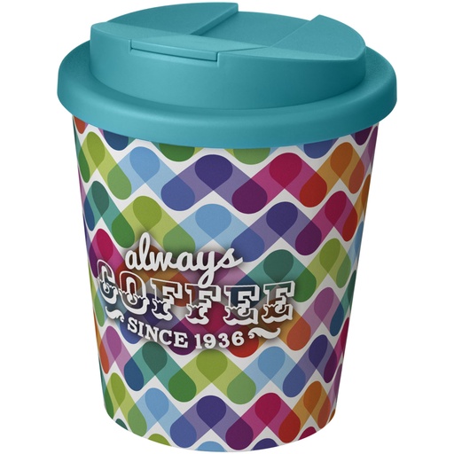 Brite-Americano® Espresso 250 ml tumbler with spill-proof lid 210698 - Biało-akwamarynowy