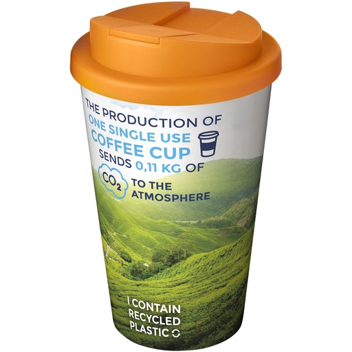 Kubek Brite-Americano® 350 ml z wieczkiem zapobiegającym rozchlapaniu 210697 - Biało-pomarańczowy