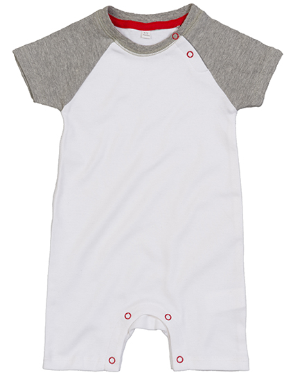 Niemowlęcy pajacyk baseballowy  - White & Heather Grey Melange