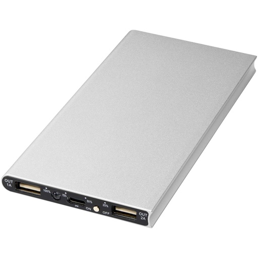 Aluminiowy powerbank Plate 8000 mAh 124112 - Srebrny