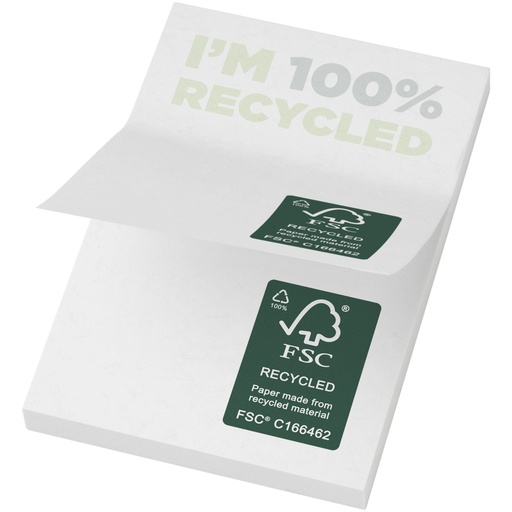 Karteczki samoprzylepne z recyklingu o wymiarach 50 x 75 mm Sticky-Mate® 21285014 - Biały