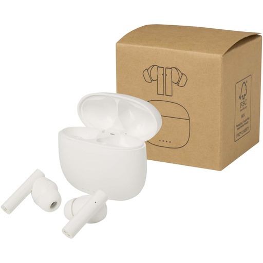 Alterf zestaw słuchawkowy True Wireless z technologią Bluetooth® z tworzyw sztucznych pochodzących z recyklingu i silikonowym 124482 - Biały