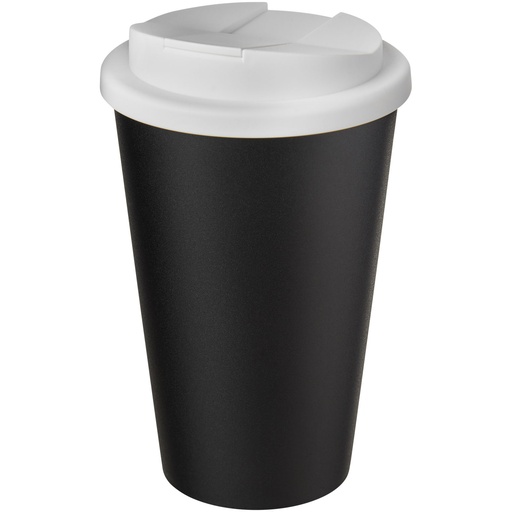 Kubek Americano® Eco z recyklingu o pojemności 350 ml z pokrywą odporną na zalanie 210425 - Biało-czarny