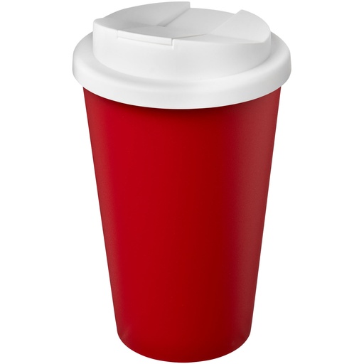 Kubek Americano® Eco z recyklingu o pojemności 350 ml z pokrywą odporną na zalanie 210425 - Czerwono-biały