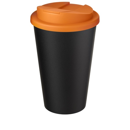 Kubek Americano® Eco z recyklingu o pojemności 350 ml z pokrywą odporną na zalanie 210425 - Pomarańczowo-czarny