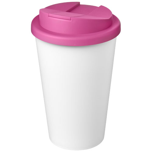 Kubek Americano® Eco z recyklingu o pojemności 350 ml z pokrywą odporną na zalanie 210425 - Różowo-biały