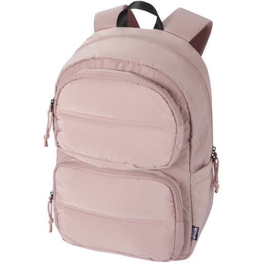 Puffer plecak na laptopa o przekątnej 15,6 cali o pojemności 18 l wykonany z materiałów z recyclingu z certyfikatem GRS 130114 - Przygaszony róż