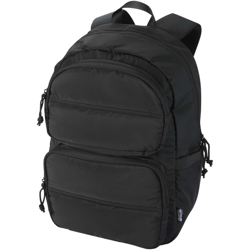 Puffer plecak na laptopa o przekątnej 15,6 cali o pojemności 18 l wykonany z materiałów z recyclingu z certyfikatem GRS 130114 - Czarny