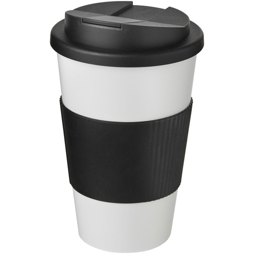 Kubek Americano® 350 ml z uchwytem i pokrywką chroniącą przed rozlaniem 210696 - Biało-czarny