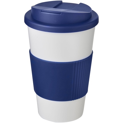 Kubek Americano® 350 ml z uchwytem i pokrywką chroniącą przed rozlaniem 210696 - Biało-niebieski