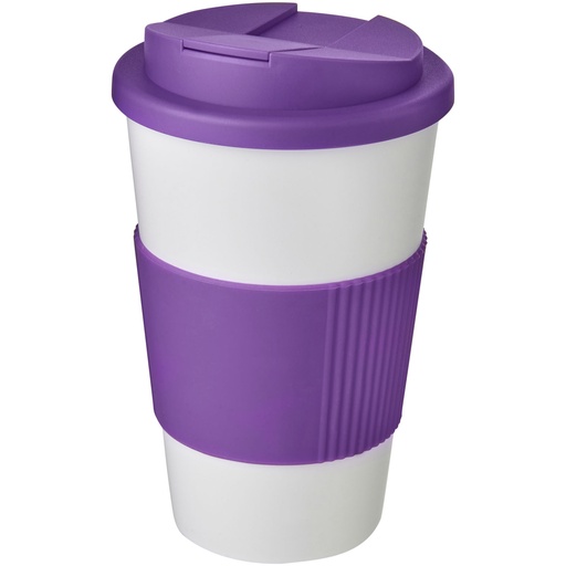 Kubek Americano® 350 ml z uchwytem i pokrywką chroniącą przed rozlaniem 210696 - Biało-fioletowy