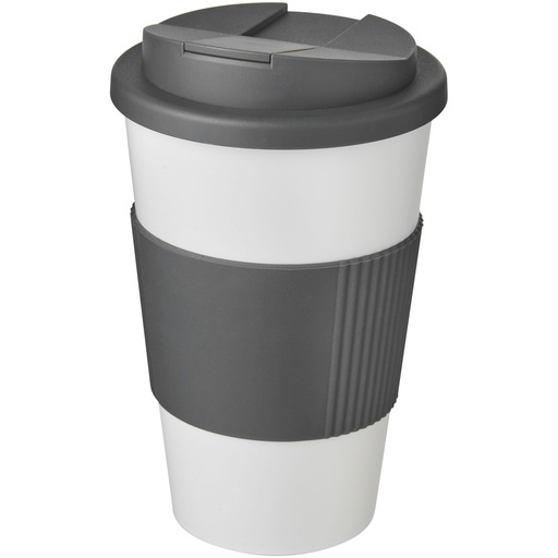 Kubek Americano® 350 ml z uchwytem i pokrywką chroniącą przed rozlaniem 210696 - Biało-szary