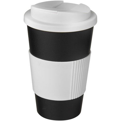 Kubek Americano® 350 ml z uchwytem i pokrywką chroniącą przed rozlaniem 210696 - Czarno-biały