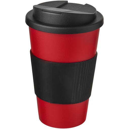 Kubek Americano® 350 ml z uchwytem i pokrywką chroniącą przed rozlaniem 210696 - Czerwono-czarny