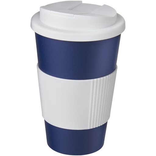 Kubek Americano® 350 ml z uchwytem i pokrywką chroniącą przed rozlaniem 210696 - Niebiesko-biały