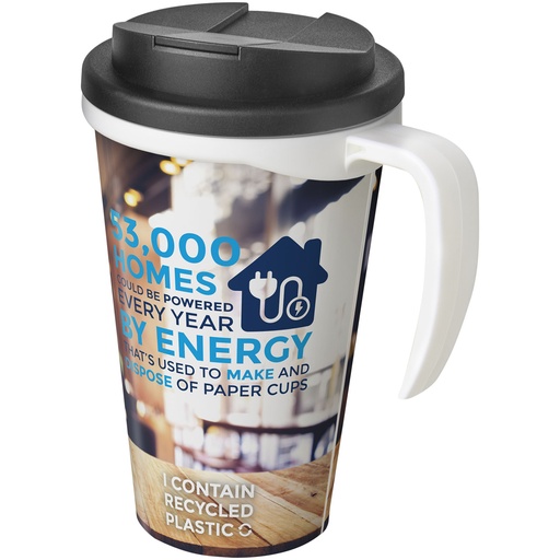 Kubek Brite-Americano® 350 ml z wieczkiem zapobiegającym rozchlapaniu 210420 - Biało-czarny