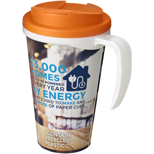 Kubek Brite-Americano® 350 ml z wieczkiem zapobiegającym rozchlapaniu 210420 - Biało-pomarańczowy
